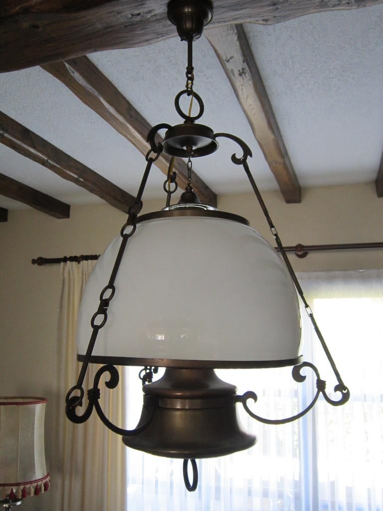 lampe suspendue, Maison & Meubles, Lampes | Suspensions, Comme neuf, 75 cm ou plus, Verre, Métal, Enlèvement