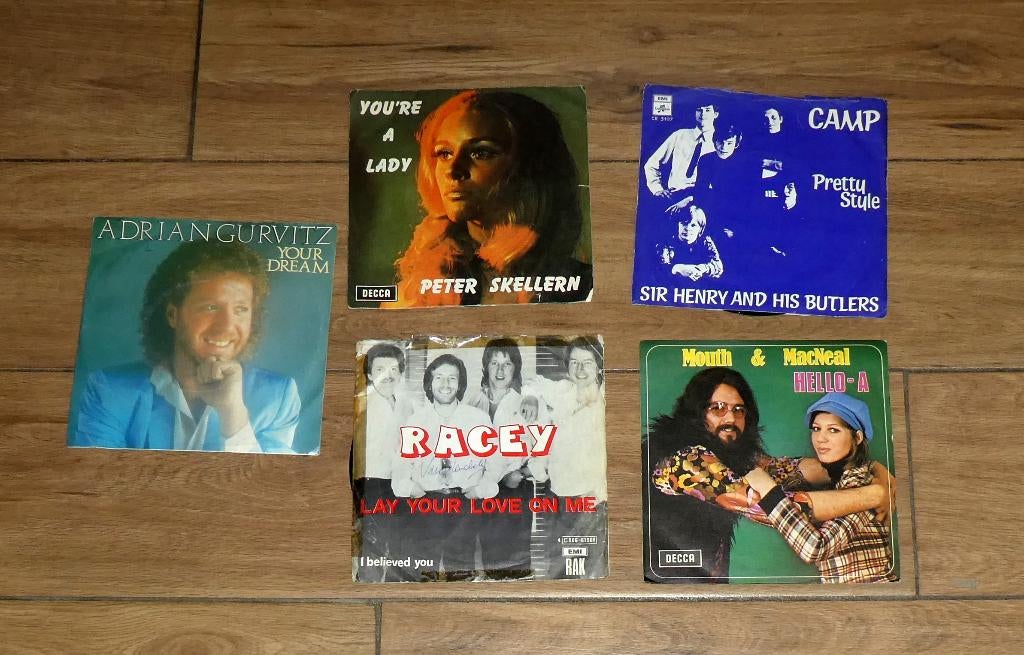 45 tours - lot de 5 pièces - Mouth & MacNeal, Adrian Gurvitz, CD & DVD, Vinyles | Autres Vinyles, Enlèvement ou Envoi