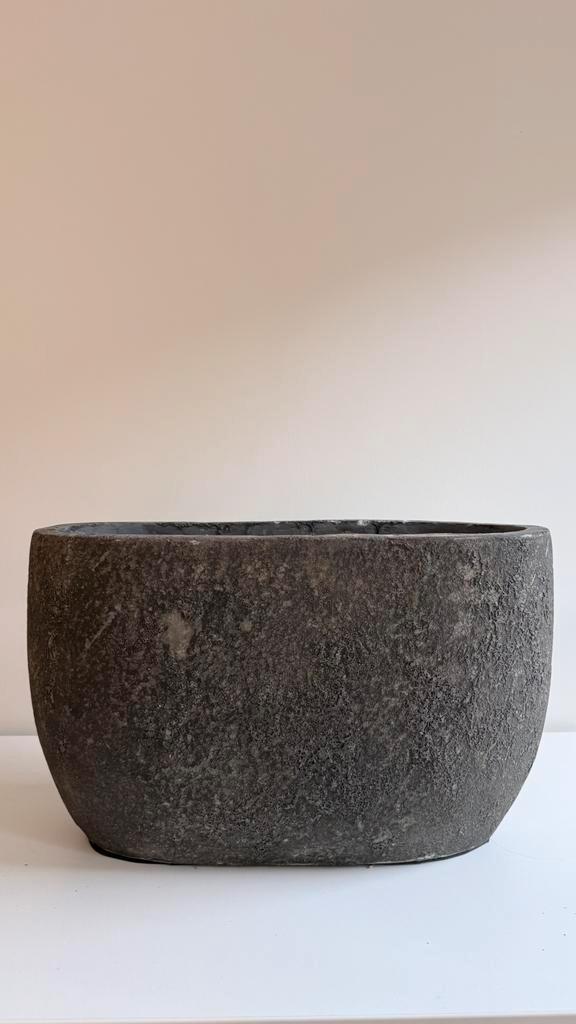 Stijlvolle bloembak ovaal polyester, Tuin en Terras, Bloempotten, Gebruikt, Binnen, Balkon, Tuin, Ophalen