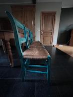 Massieve eiken stoelen met gevlochten zitting, Huis en Inrichting, Stoelen, Ophalen