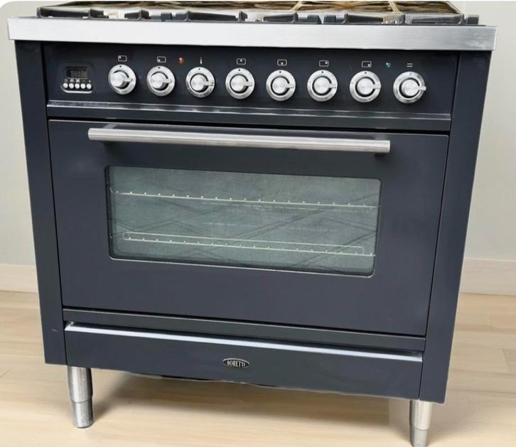 Boretti gasfornuis 90cm,6pits, Elektronische apparatuur, Fornuizen, Gebruikt, Vrijstaand, Gas, 5 kookzones of meer, 60 cm of meer