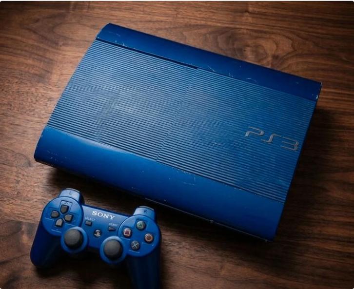 PS3 Super Slim Azure Blue - Volledig pakket, Games en Spelcomputers, Spelcomputers | Sony PlayStation 3, Gebruikt, Super Slim