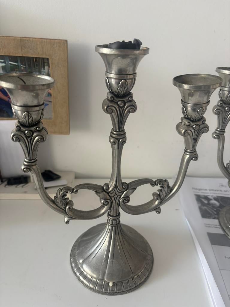 Chandelier, bougeoirs en étain 97%., Antiquités & Art, Enlèvement ou Envoi, Autres matériaux