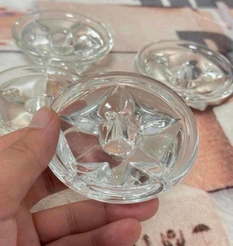 4 chandeliers en verre, bougeoirs, bougeoirs vintage, Antiquités & Art, Enlèvement ou Envoi, Verre