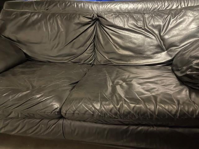 Canapé 2 places en cuir gris foncé., 75 à 100 cm, Klassiek, 150 à 200 cm, Enlèvement