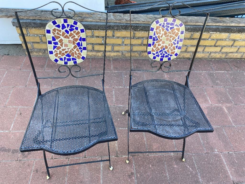 tuinstoel - 2 stuks, Tuin en Terras, Ophalen, Gebruikt, Metaal, Inklapbaar