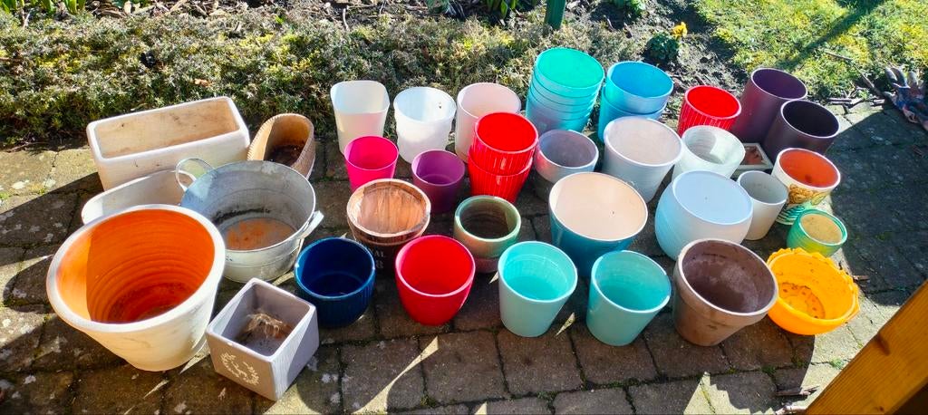 40 bloempotten allerlei, Jardin & Terrasse, Pots de fleurs, Enlèvement