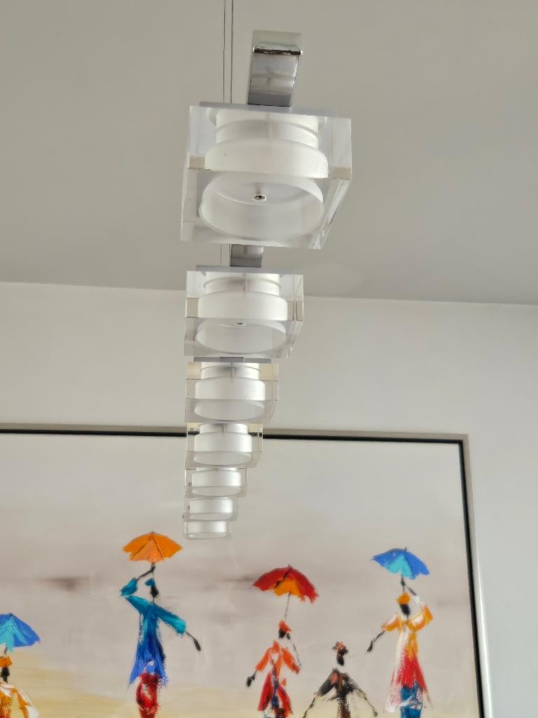 Plafondlamp eettafel, Ophalen, Zo goed als nieuw, Glas, Modern