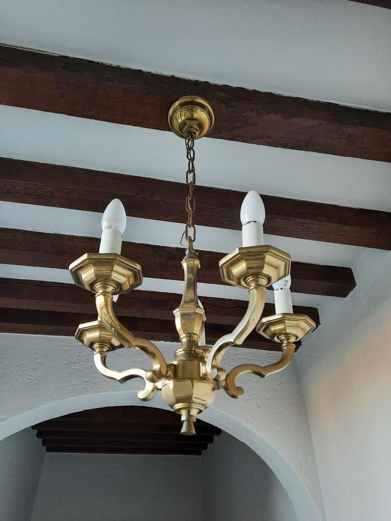 2 stijlvolle vintage lusters, Ophalen, Gebruikt, Stijlvolle vintage lusters in messing – ideaal opknapproject