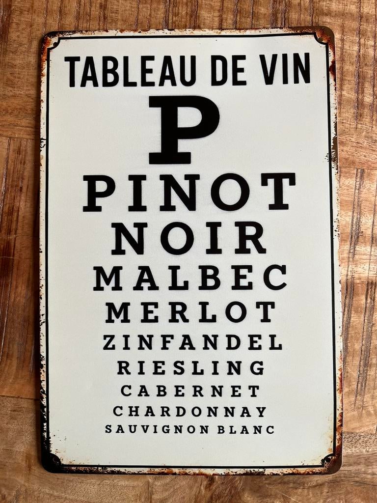 Plaqie metallique test visuel vin cepage, Collections, Marques & Objets publicitaires, Enlèvement ou Envoi, Comme neuf