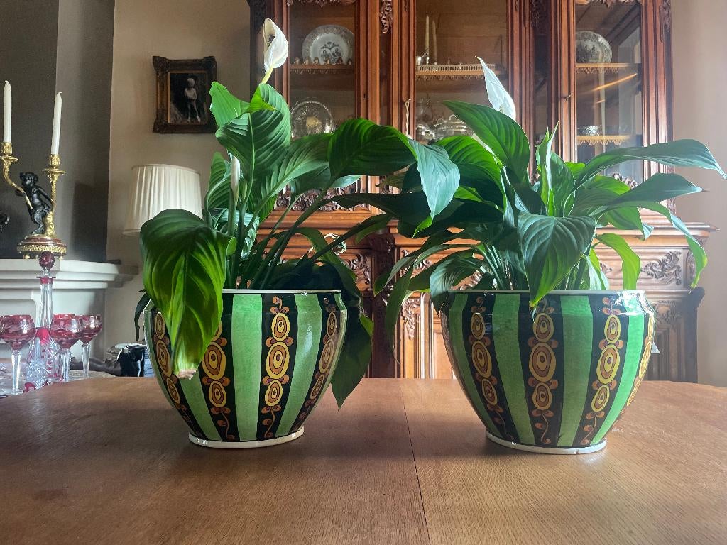 Cache pot 2 stuks Boch., Antiquités & Art, Enlèvement