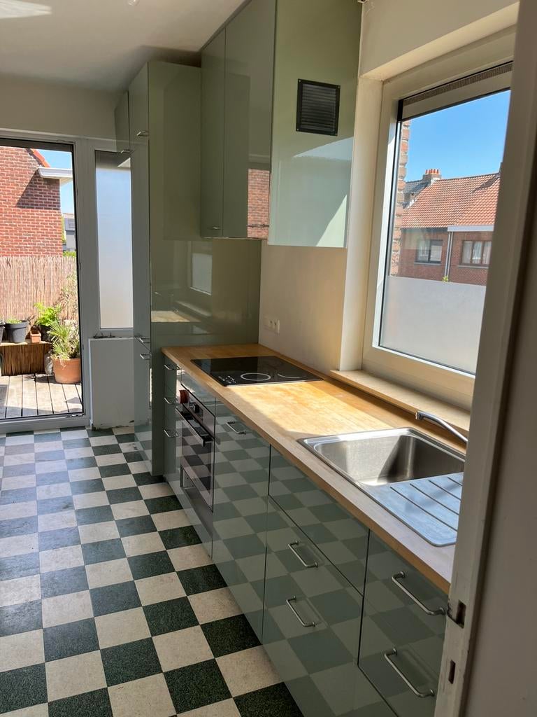 Keuken ikea incl ijskast, vuur, dampkap, pompbak en kraan, Ophalen, Gebruikt, Enkelwandige keuken, Hoogglans of Gelakt