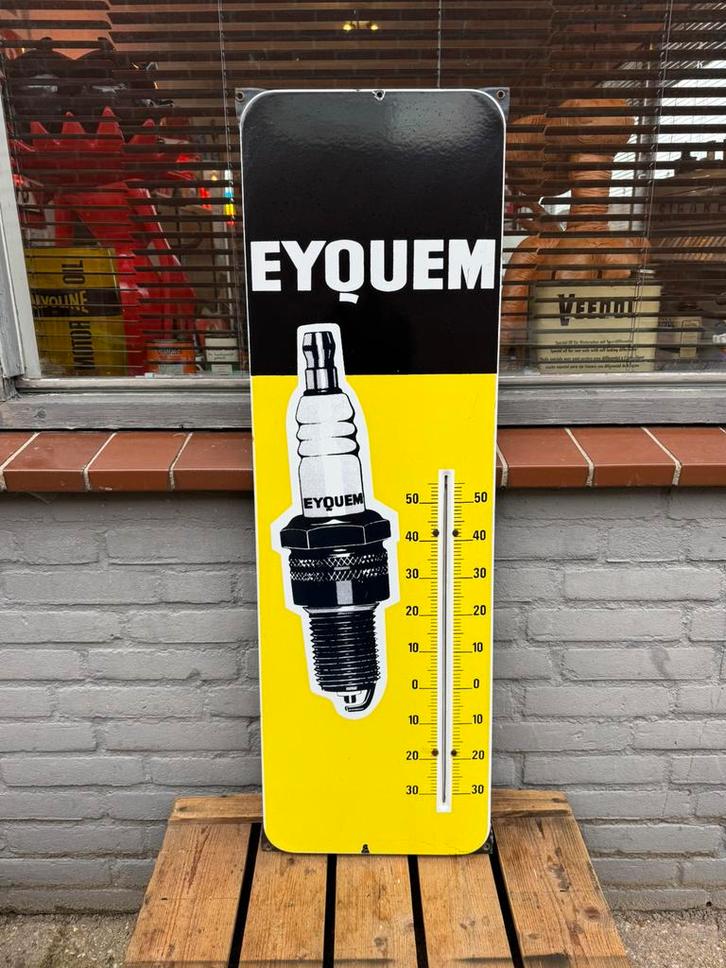 Thermomètre publicitaire en émail Eyquem, Collections, Marques & Objets publicitaires, Utilisé, Panneau publicitaire, Enlèvement