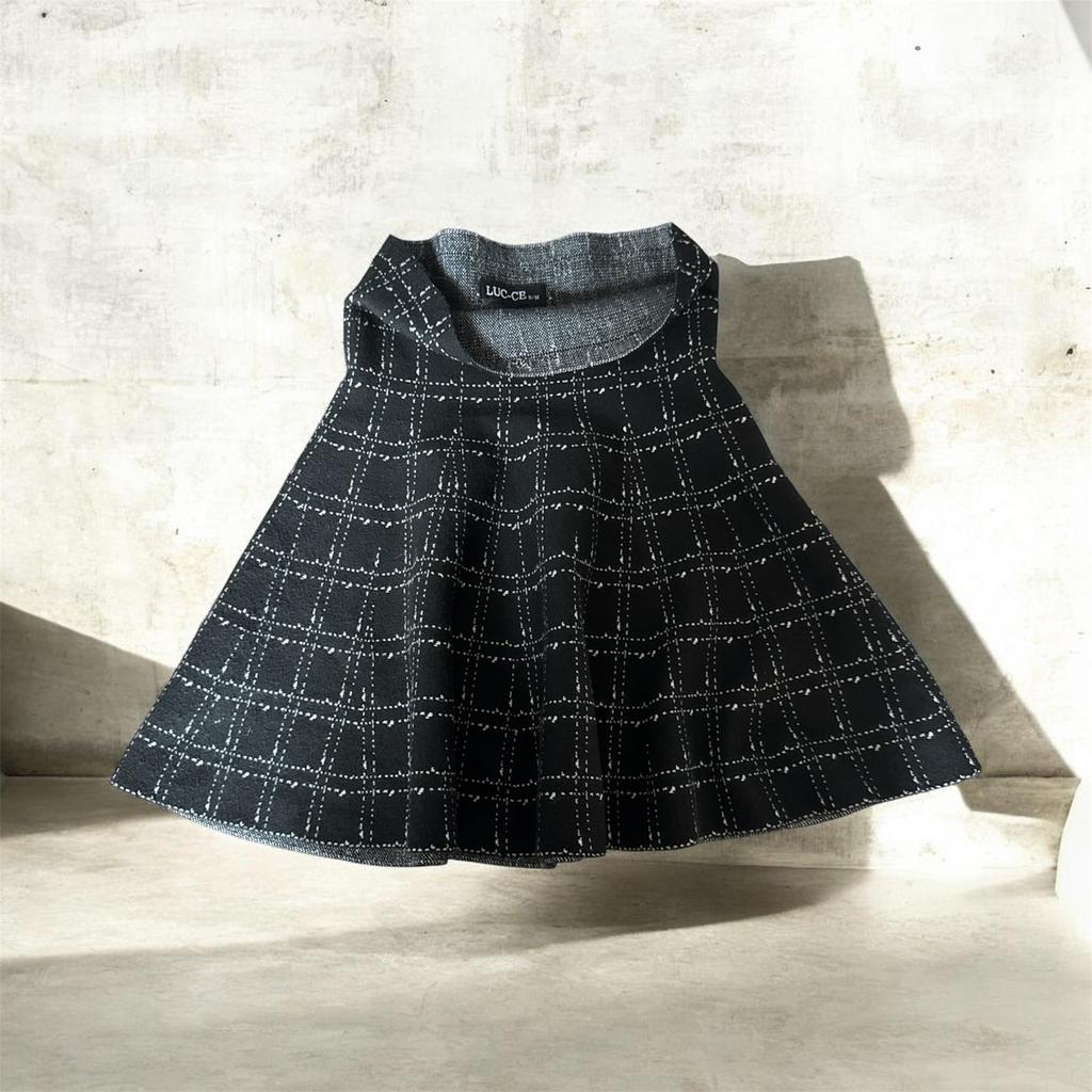 Jupe à carreaux noire en tissu doux, taille S/M, Taille 36 (S), Noir, Envoi, Longueur genou