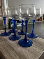 Vintage Luminarc Wijnglazen - Kobaltblauwe steel, Antiek en Kunst, Ophalen of Verzenden