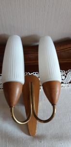 wandlicht glas, metaal en hout, Antiek en Kunst, Ophalen of Verzenden