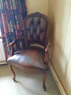 Lederen stoelen - 2 stuks, Huis en Inrichting, Ophalen, Twee, Bruin, Hout