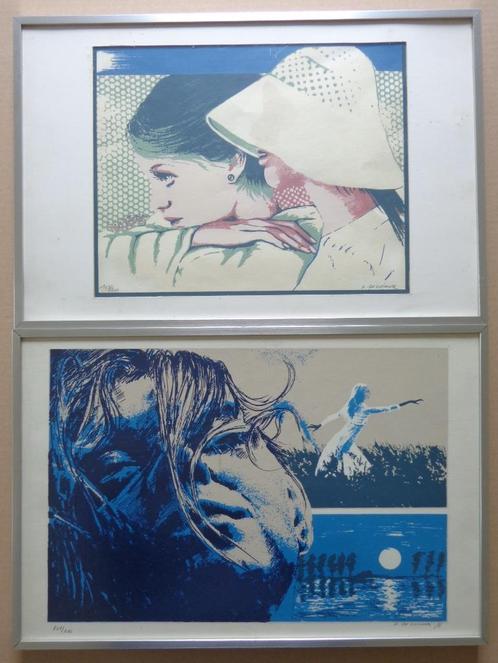 PAUL DE COCKER / LOT VAN 2 STUKS / KLEURLITHO / 31x46cm KAD, Antiek en Kunst, Kunst | Litho's en Zeefdrukken, Ophalen of Verzenden