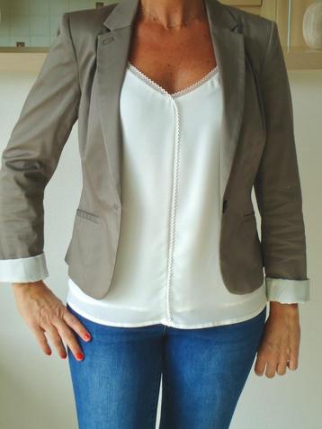 Blazer taupe, Enlèvement ou Envoi, Comme neuf, Taille 36 (S), Manteau