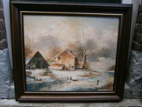 Jan Hendrik Miller: Winterlandschap, Hollandse meester, Antiquités & Art, Art | Peinture | Classique, Enlèvement ou Envoi