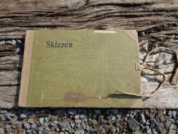 Skizzen boek uit WO2 , met tekening vooraan door jongere beschikbaar voor biedingen