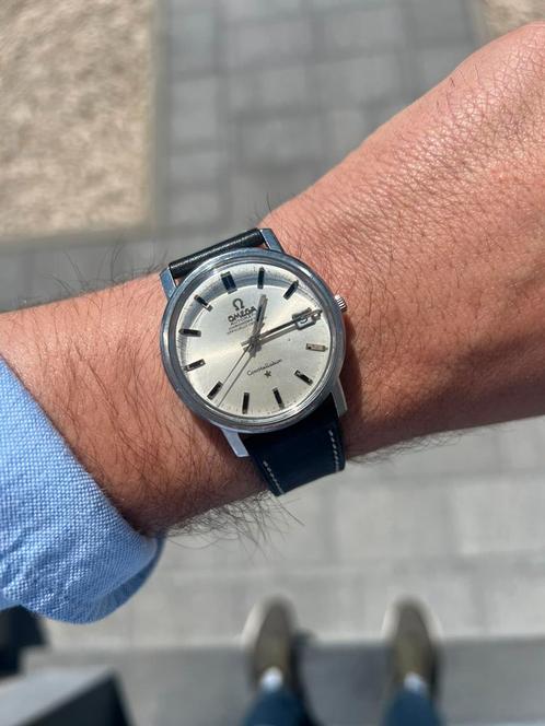 Vintage Omega Constellation, Handtassen en Accessoires, Horloges | Heren, Gebruikt, Polshorloge, Omega, Staal, Leer, Verzenden