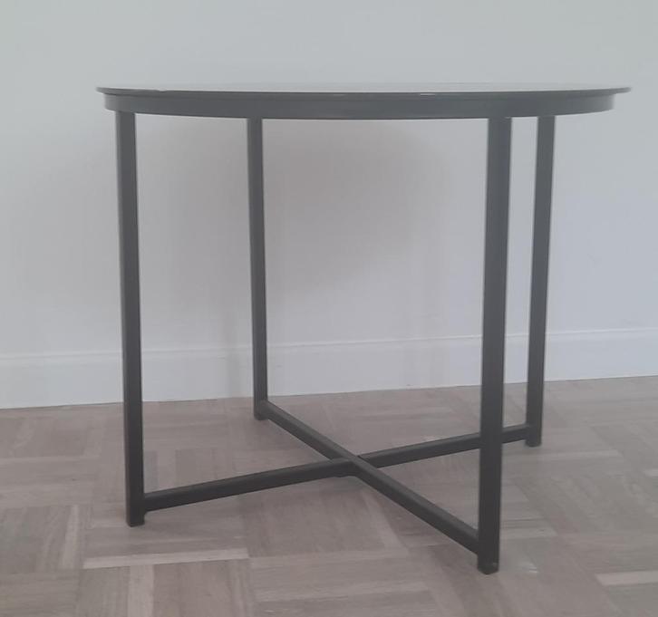 Bijzettafel met glazen blad - mat zwart, Huis en Inrichting, Tafels | Bijzettafels, Ophalen