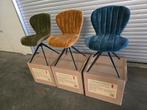 6 stoelen (2xgold2xmoss2xpetrol) silent swivel 180° €390/6st, Ophalen of Verzenden, Nieuw, Stof