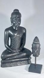 Oude ebbenhout Boeddha 36 cm en brozen Boeddha 22 cm, Ophalen of Verzenden, Zo goed als nieuw
