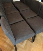 Merk Mobitec x 8 stoelen warme grijze stof en hout, Ophalen, Hout, Gebruikt, Grijs