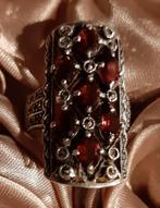 prachtige Antieke Granaat Zilveren Ring, Bijoux, Sacs & Beauté, Bagues, Comme neuf, Argent, Femme, Enlèvement ou Envoi