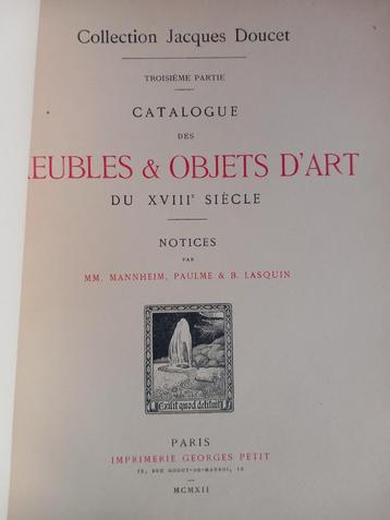 JACQUES DOUCET Zeldzame catalogus nr. III uit de verkoop van beschikbaar voor biedingen