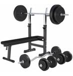Gorilla Sports halterbank met halterset 100KG, Sport en Fitness, Ophalen, Zo goed als nieuw, Benen