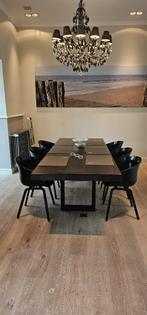 Eettafel en stoelen, Huis en Inrichting, Tafels | Eettafels, Ophalen, Zo goed als nieuw, Vijf personen of meer, Rechthoekig