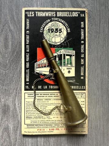 Plan tramways Bruxellois 1935 + koperen controlehoorn -40€ beschikbaar voor biedingen