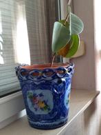 bloempot blauw wit cachepot, Tuin en Terras, Bloempotten, Ophalen of Verzenden, Zo goed als nieuw