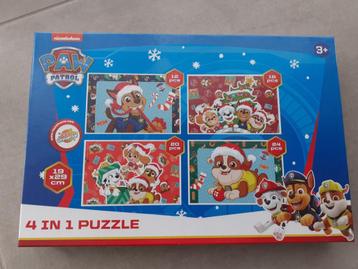 Nickelodeon 4 puzzels Paw patrol thema kerstmis