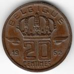 Belgique : 20 Centimes 1962 Français Morin 732 Ref 13743, Timbres & Monnaies, Monnaies | Belgique, Bronze, Enlèvement ou Envoi