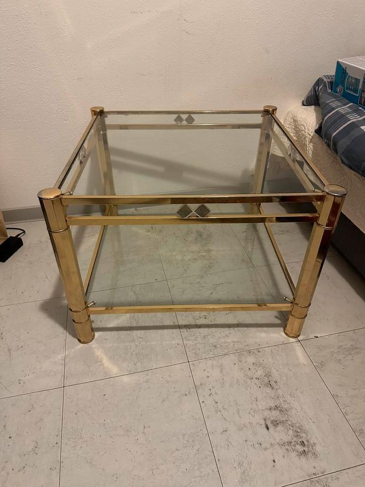 Table basse en verre avec structure dorée, Maison & Meubles, Tables | Tables de salon, Comme neuf, Verre, Enlèvement