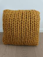 Kussen met gebreide hoes, Ophalen of Verzenden, Nieuw, Geel, Vierkant
