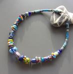 Halsketting met antieke ruilkralen en kunstenaarskralen, Ophalen of Verzenden, Nieuw, Blauw, Overige materialen