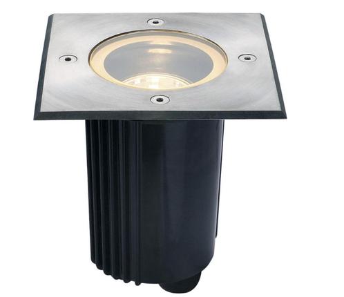 SLV grondspot vierkant RVS GU10, Tuin en Terras, Buitenverlichting, Nieuw, Vloerlamp, Inox, Minder dan 50 watt, Netvoeding, Waterbestendig