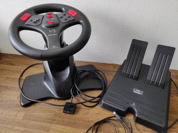 Interact V3 Racing Wheel Playstation 1 PS1, Games en Spelcomputers, Spelcomputers | Sony Consoles | Accessoires, Gebruikt, PlayStation 1