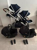 Poussette Qtus pour jumeaux et 2 maxi-cosi joie, Enfants & Bébés, Enlèvement, Comme neuf, Poussette, Maxi-Cosi