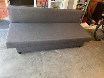 Grijs zetelbed Ikea op zwarte poten en met 3 kussens, Enlèvement, Utilisé, Queen size, Gris