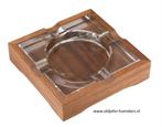 SAB04 SIGAARASBAK CRYSTAL ASBAK WOOD/SILVER 4 LEGGERS - 20cm, Collections, Envoi, Neuf, Cendrier