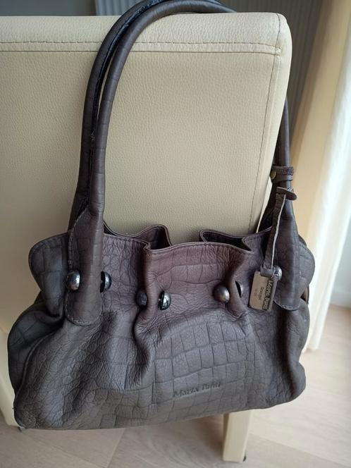 Handtas leder dames bruin taupe Marta Ponti, Handtassen en Accessoires, Tassen | Damestassen, Zo goed als nieuw, Handtas, Bruin