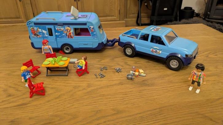 PLAYMOBIL-FunPark Pickup met caravan 9502 Compleet, Kinderen en Baby's, Speelgoed | Playmobil, Gebruikt, Complete set, Ophalen of Verzenden