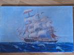 Groot zeegezicht met zeilboot-HST 1930-Marine-EC.Anglaise, Antiek en Kunst, Kunst | Schilderijen | Klassiek, Verzenden