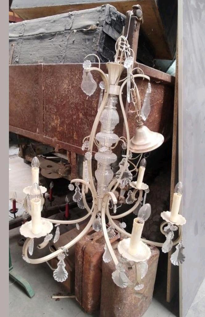 Kristal antiek luchter luster kroonluchter lamp retro, Antiek en Kunst, Antiek | Glaswerk en Kristal, Ophalen